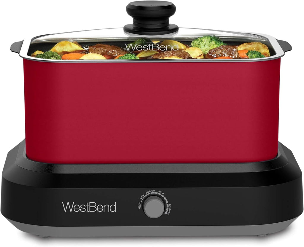 West Bend 87906B Versatility Slow Cooker, 6-Quart, Non-Stick, Dishwasher Safe, Blue K403965