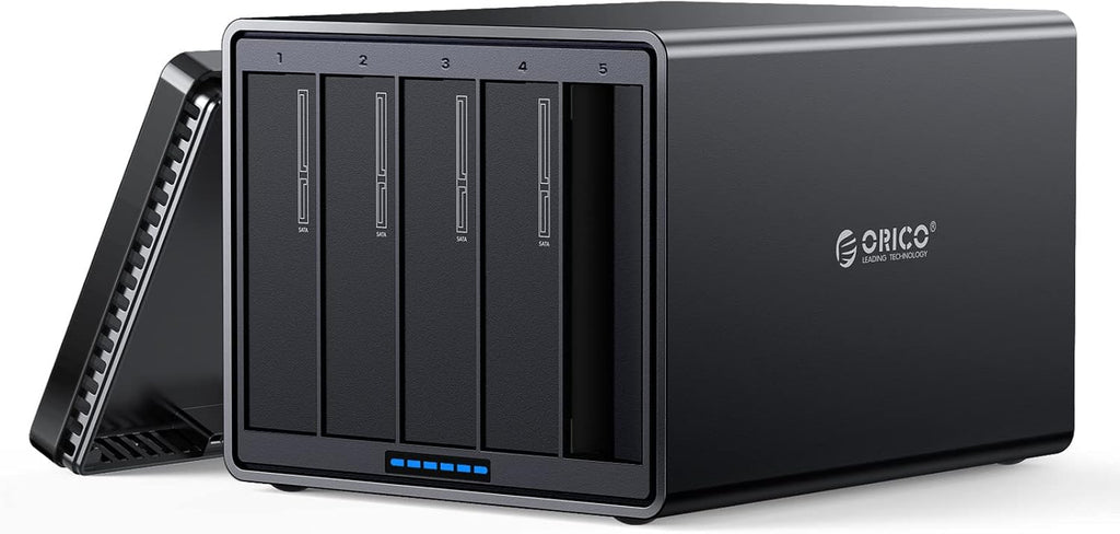 ORICO 5 Bay Raid Hard Drive Enclosure Magnetic Aluminum USB 3.0 to SATA for 3.5 inch HDD Tool Free Storage Case Support 7 RAID Modes Up to 80TB(5X16TB) - NS500RU3