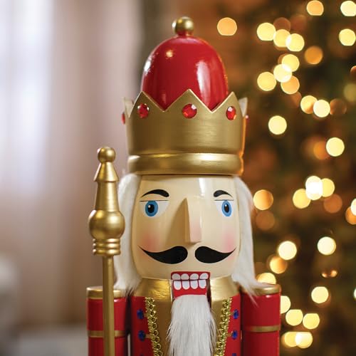 Fun Express 3 Ft. Green Wooden Holiday Nutcracker with Scepter L162
