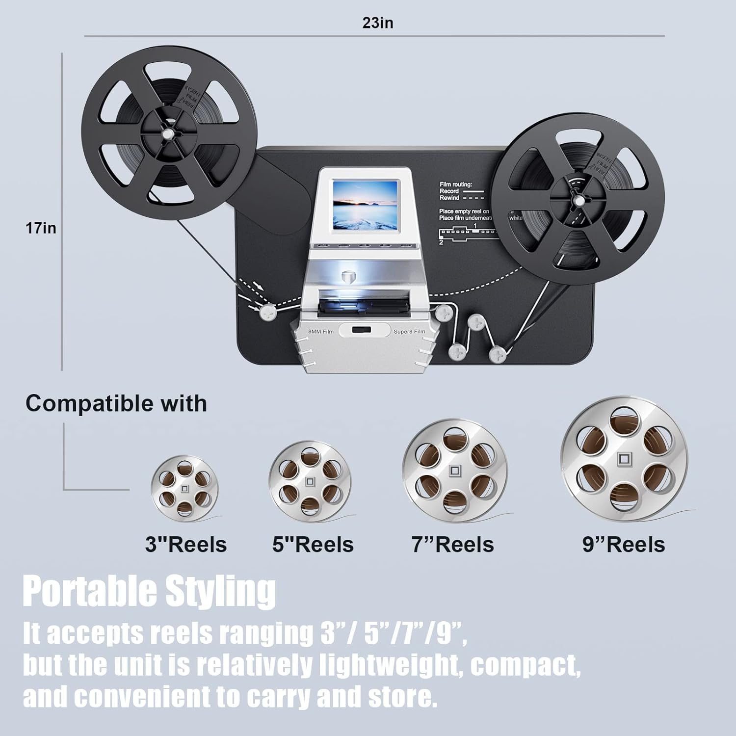 8mm & Super 8 Reels to Digital Film Scanner Converter with 2.4" Screen R94215