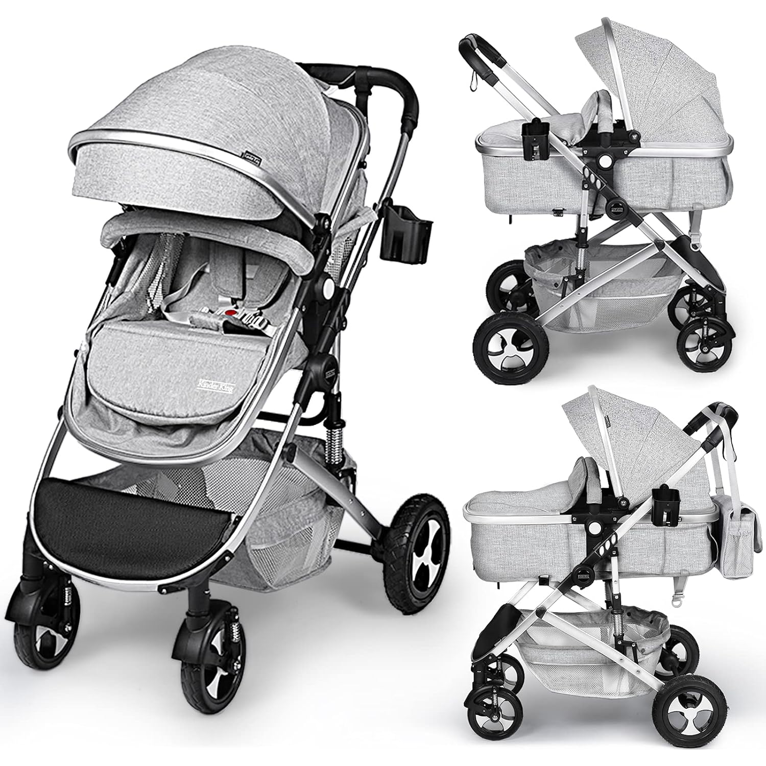 Kinder King 2 in 1 Convertible Baby Stroller, Dark Grey L94562