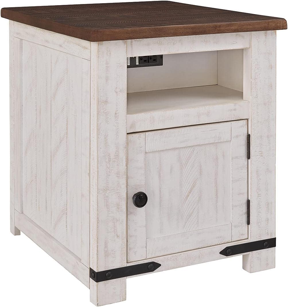 Signature Design by Ashley Wystfield Casual Rectangularangular End Table, White/Brown