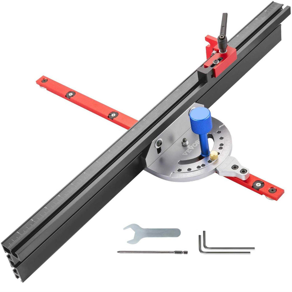 VEVOR Precision Miter Gauge, 24 Aluminum Table Saw Miter Gauge w/ 60 Degree Angled Ends for Max. Stock Support and a Repetitive Cut Flip Stop - Shop Hardware Tools Online Store