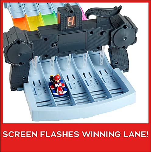 Hot Wheels Mario Kart Rainbow Road Raceway 8-Foot Track Set with Lights & Sounds & 2 Vehicles D8312