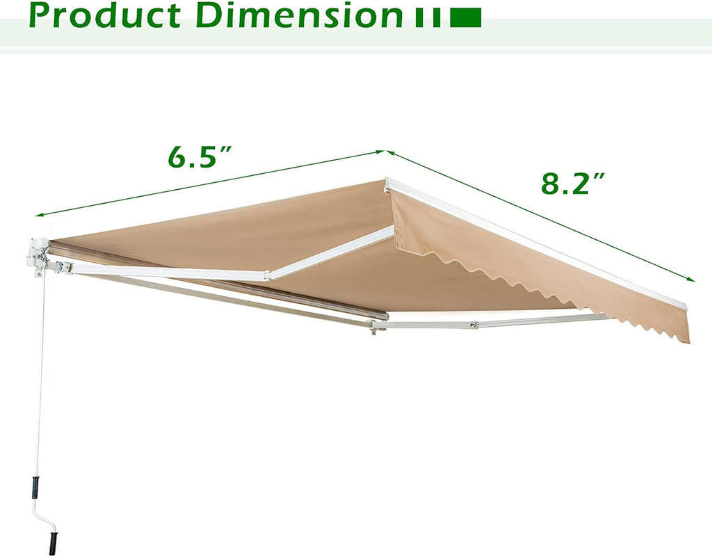 AECOJOY 13'×8' Retractable Patio Awning with Manual Crank Handle, Beige B77127