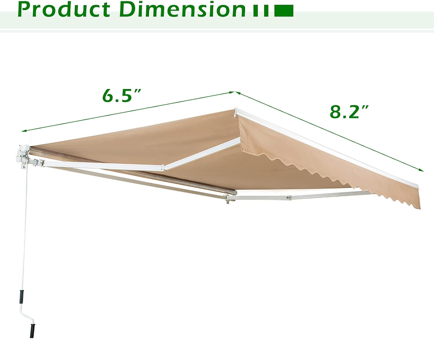 AECOJOY 13'×8' Retractable Patio Awning with Manual Crank Handle, Beige B77127