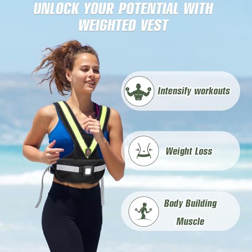 Weighted Vest for Women with LED Reflective Belt, 2-10 lbs G42983