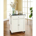 Crosley Furniture Solid Black Granite Top Portable Kitchen Cart/Island in White