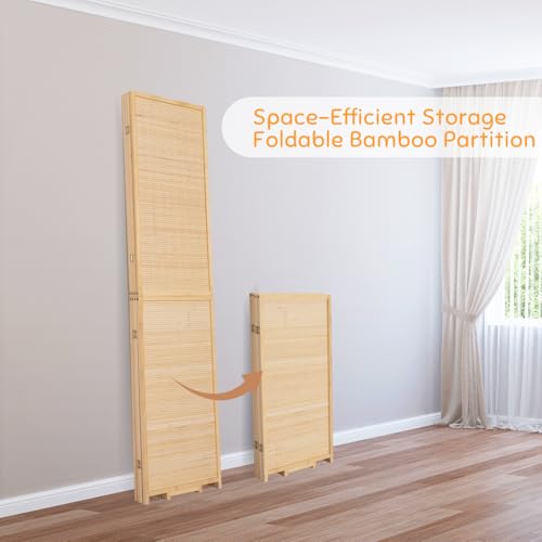 Bamboo Room Divider Folding Privacy Screen 4 Panel Brown R433280