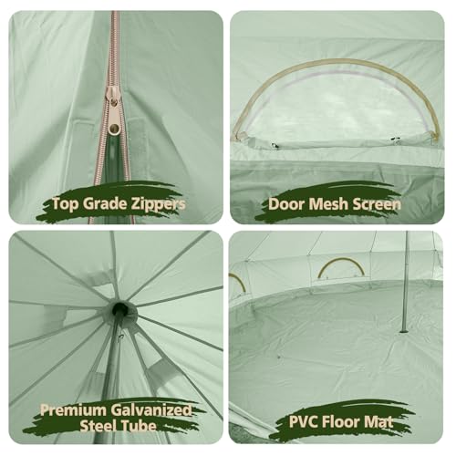Cotton Canvas Bell Tent Waterproof 4 Season Camping Yurt for 4/6/8 Person A8612