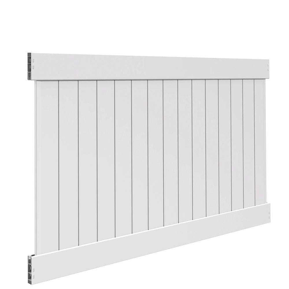 Veranda Linden White Vinyl Privacy Fence Panel Kit 8 ft. W I853
