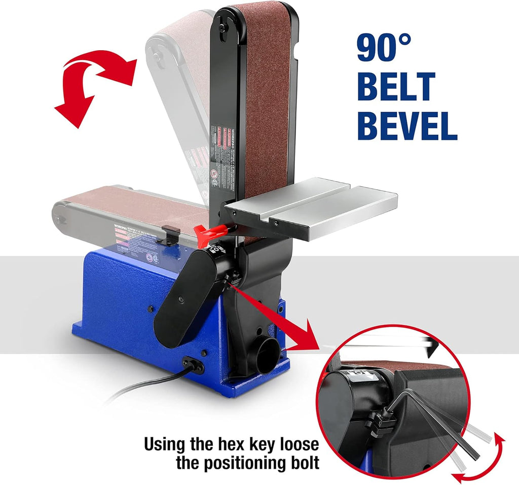 WORKPRO Belt Disc Sander, 4 x 36 in. Belt & 6 in. Disc, Cast Iron Base A41660