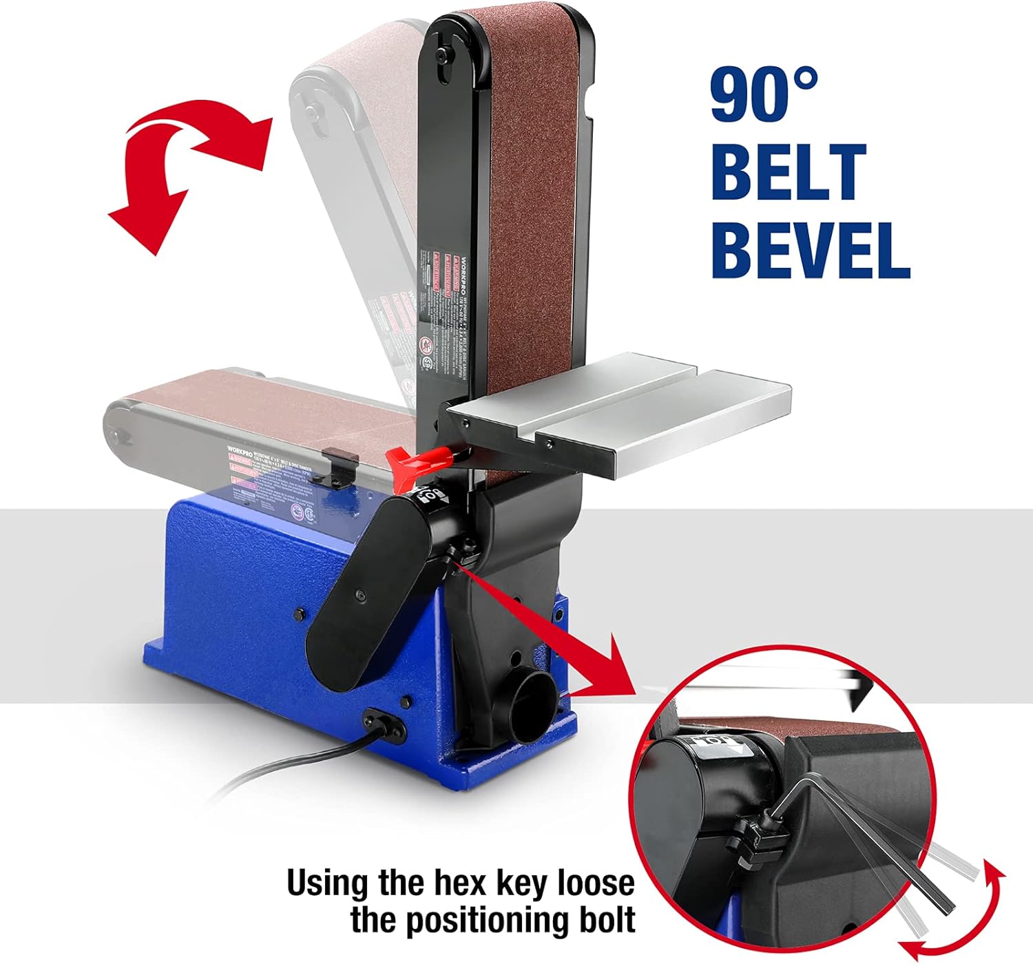 WORKPRO Belt Disc Sander, 4 x 36 in. Belt & 6 in. Disc, Cast Iron Base A41660