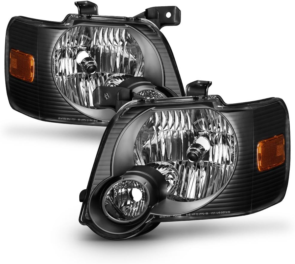 ACANII - For Black 2006-2010 Ford Explorer Headlights Headlamps Replacement Driver+Passenger Side