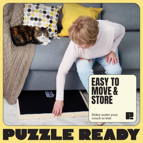 Puzzle Board with Drawers & Cover for 1000 Pieces, Wooden Jigsaw Table with Lazy Susan Spinning Cover X435