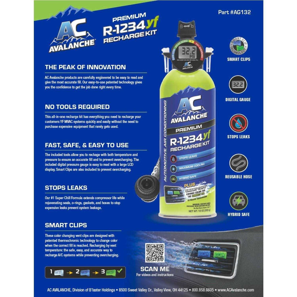 AC Avalanche R1234yf Refrigerant Stop Leak Charge Hose 10oz R969521