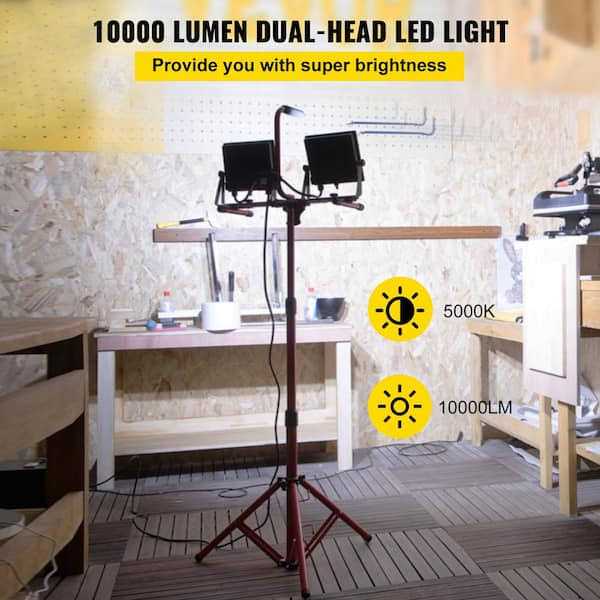 VEVOR 10000 Lumen Dual-head LED Work Light with Tripod Stand O5163
