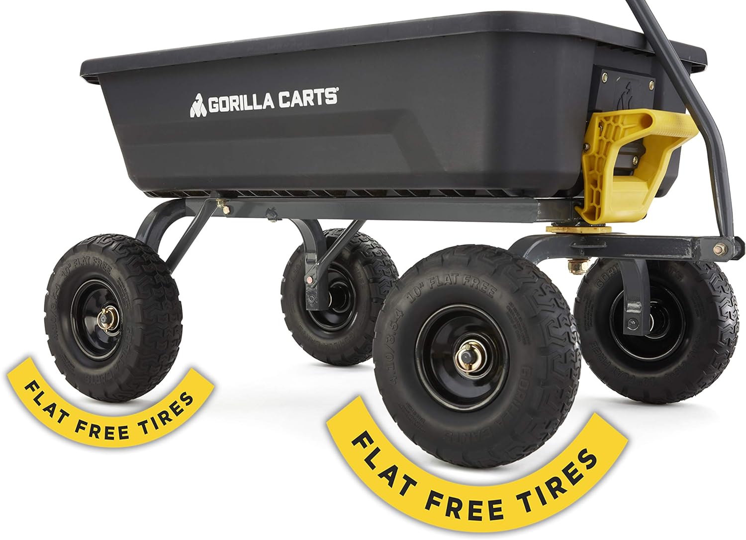 Gorilla Carts 4GCG-NF 4 Cu. Ft. Poly Garden Dump Cart with No-Flat Tires, Black X5202