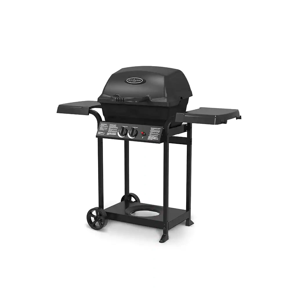 Huntington 2-Burner Cast Aluminum Propane Gas Grill, Black D7438