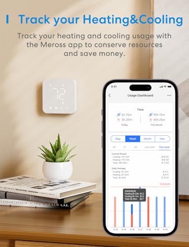 meross Smart Thermostat for Home, WiFi, Works with Matter, Alexa, Apple Home, Google Assistant S167992