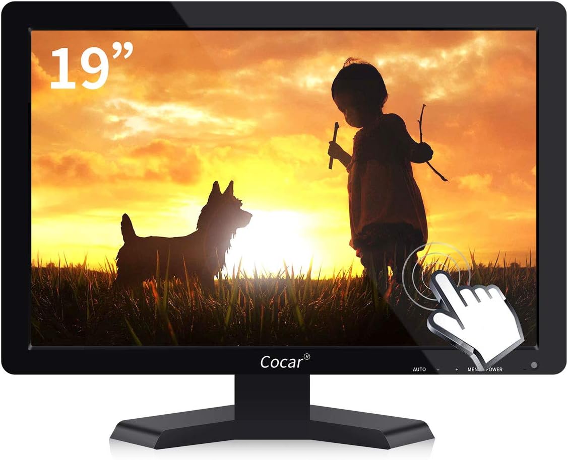 Touchscreen Monitor, 19 inch LCD Monitor POS Touchscreen Monitor 1440x900 High Res Built-in Touchscreen Display VGA USB Touch-Screen Monitor for PC POS Cashier Restaurant Bar Coffee Store