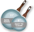 Phantom Chef 8” & 11 Frying Pan Set | Pure Aluminum Nonstick Frying Pan Set With Easy Clean Ceramic Coating | Soft Touch Stay Cool Handle | PTFE PFOA Lead and Cadmium Free Fry Pan | 2 Piece | Yellow