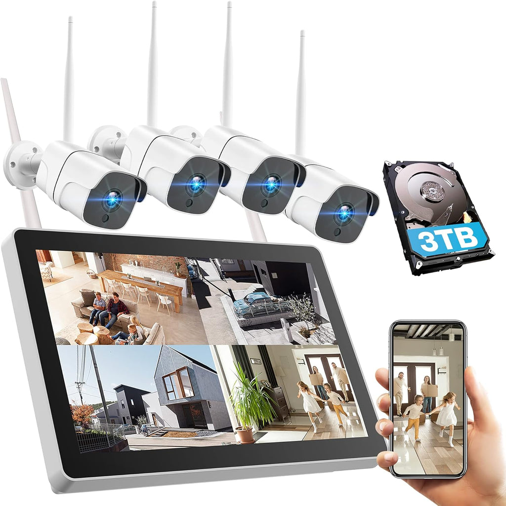 Wireless Security Camera System 8CH NVR with 1TB Hard Drive and 12 Monitor H300