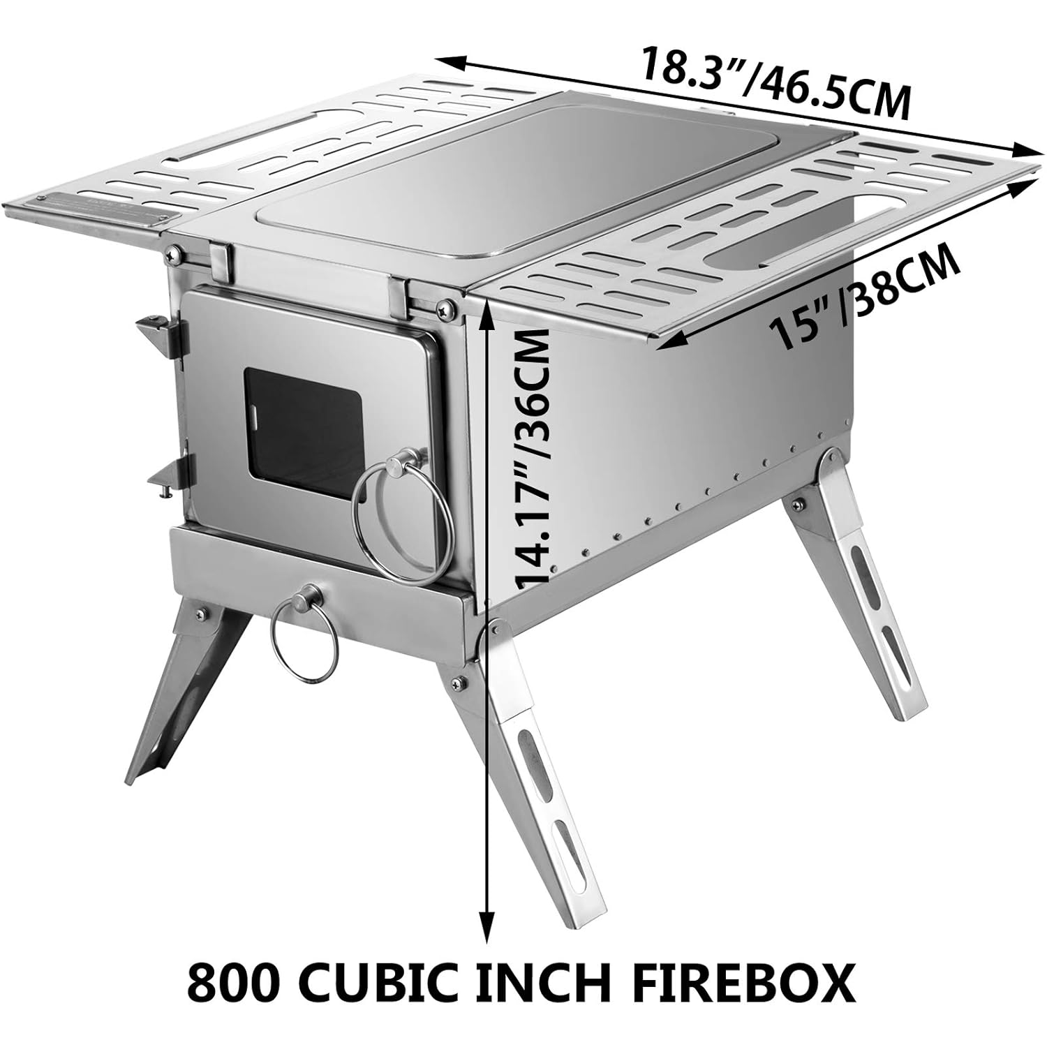 Happybuy Tent Wood Stove 304 Stainless Steel Portable Camping Stove X43082