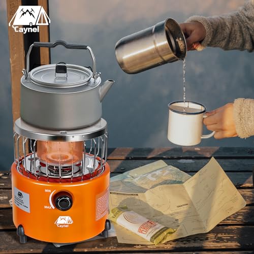 Caynel 2 in 1 Portable Propane Heater and Stove for Outdoor Camping, Orange Z83517