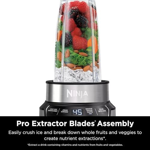 Ninja BN401 Nutri Pro Compact Personal Blender, 1100-Peak-Watts, with 2 To-Go Cups, Cloud Silver I18264