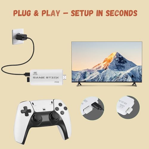 Retro Gaming Console with Dual Wireless Controllers, HDMI Plug & Play, 64GB I7172