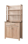 Simple Living Products Transitional Microwave Cart with Slatted Plank Hutch, Kitchen Free