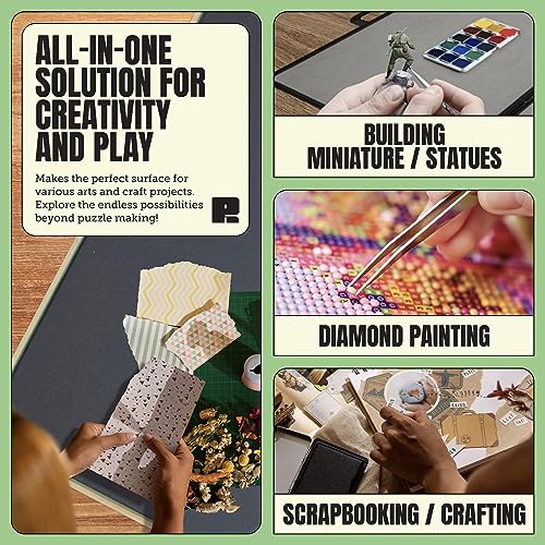Puzzle Board with Drawers & Cover for 1000 Pieces, Wooden Jigsaw Table with Lazy Susan Spinning Cover X435