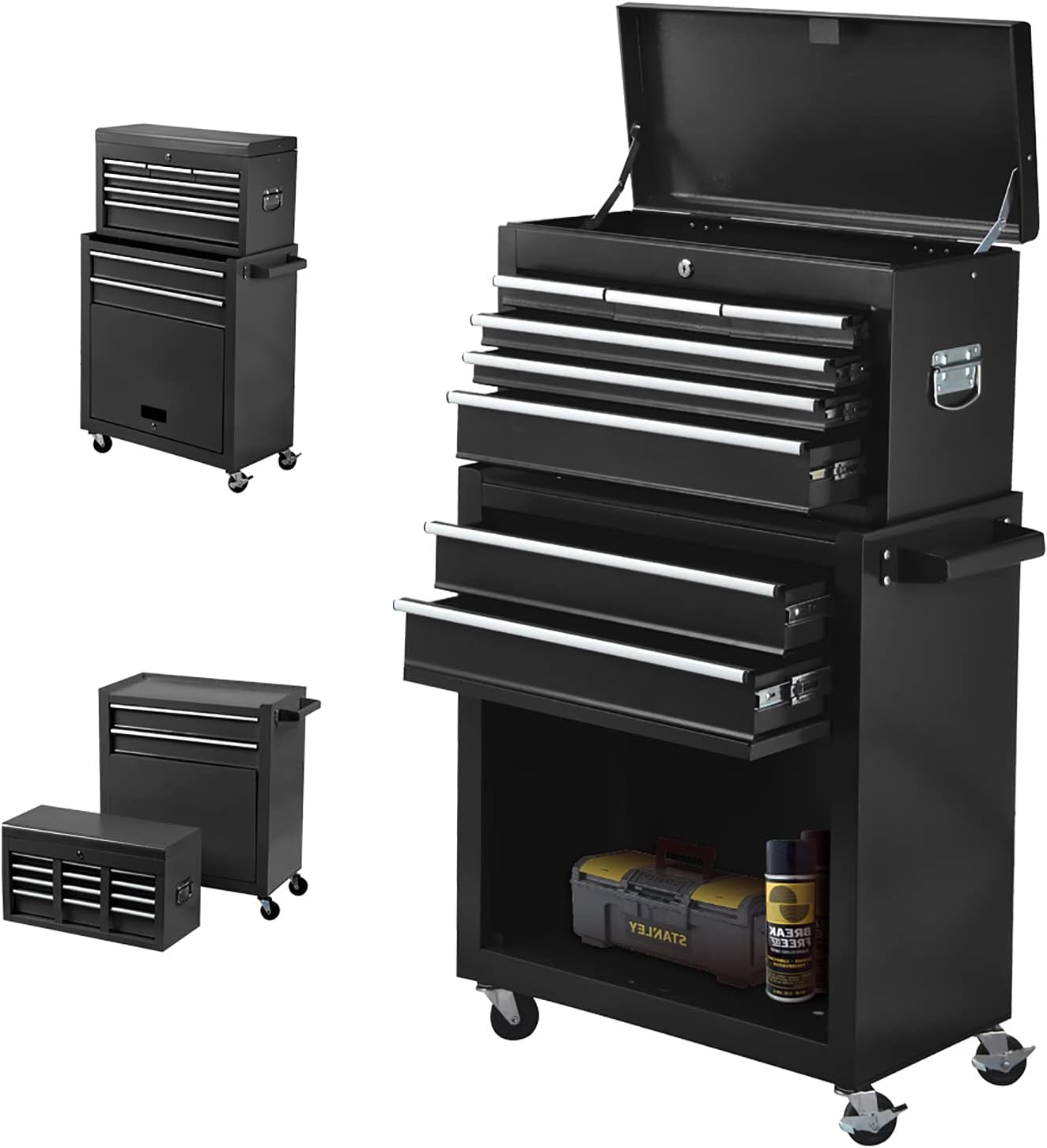 Monday Mall 8-Drawer Rolling Tool Chest with Wheels and Locks (Red) D3479