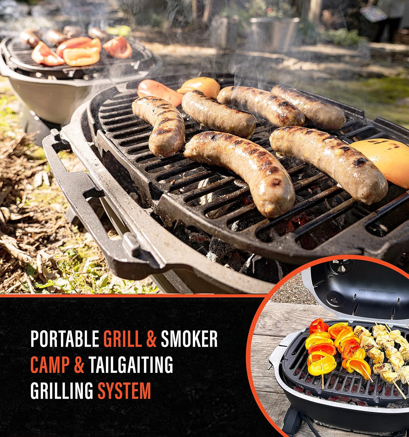 PK Grills PKGO Portable Charcoal BBQ Grill and Smoker with Lid, Grey E328724