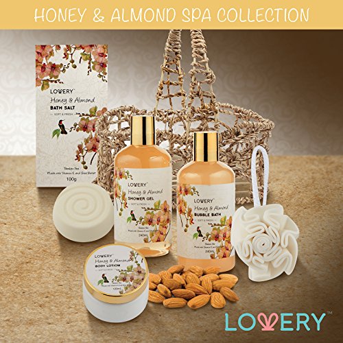 Mothers Day Gift Baskets for Mom Grandma, Spa Honey Almond Bath & Body Set V251764
