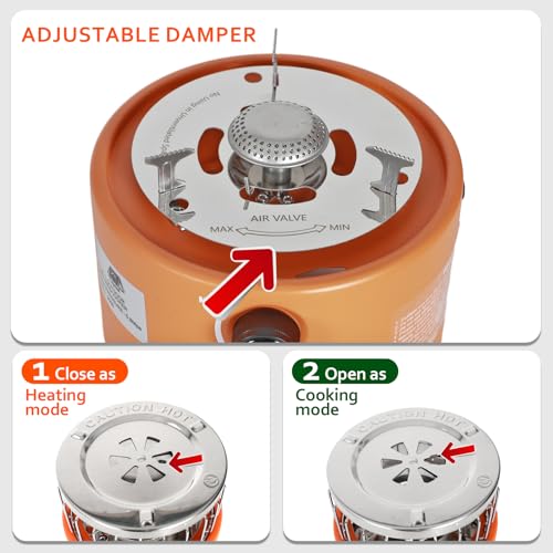 Caynel 2 in 1 Portable Propane Heater and Stove for Outdoor Camping, Orange Z83517