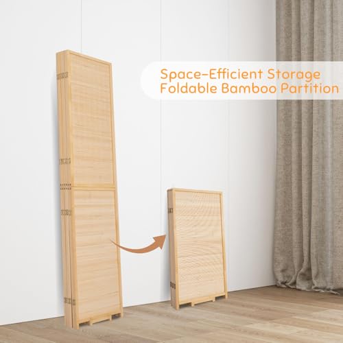 Bamboo Room Divider Folding Privacy Screen 4 Panel Brown R433280