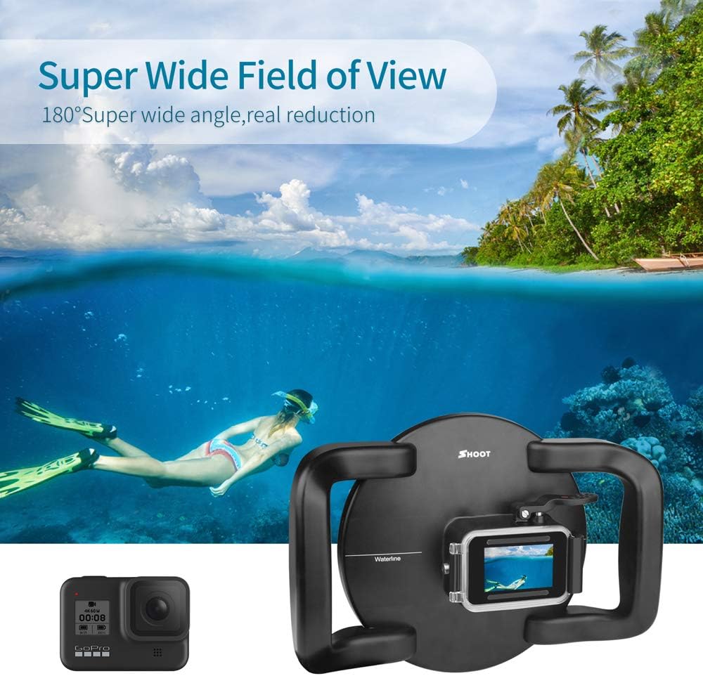 D&F Dual Handles Dome Port for GoPro Hero 8 Black, 45m Waterproof Housing M9459