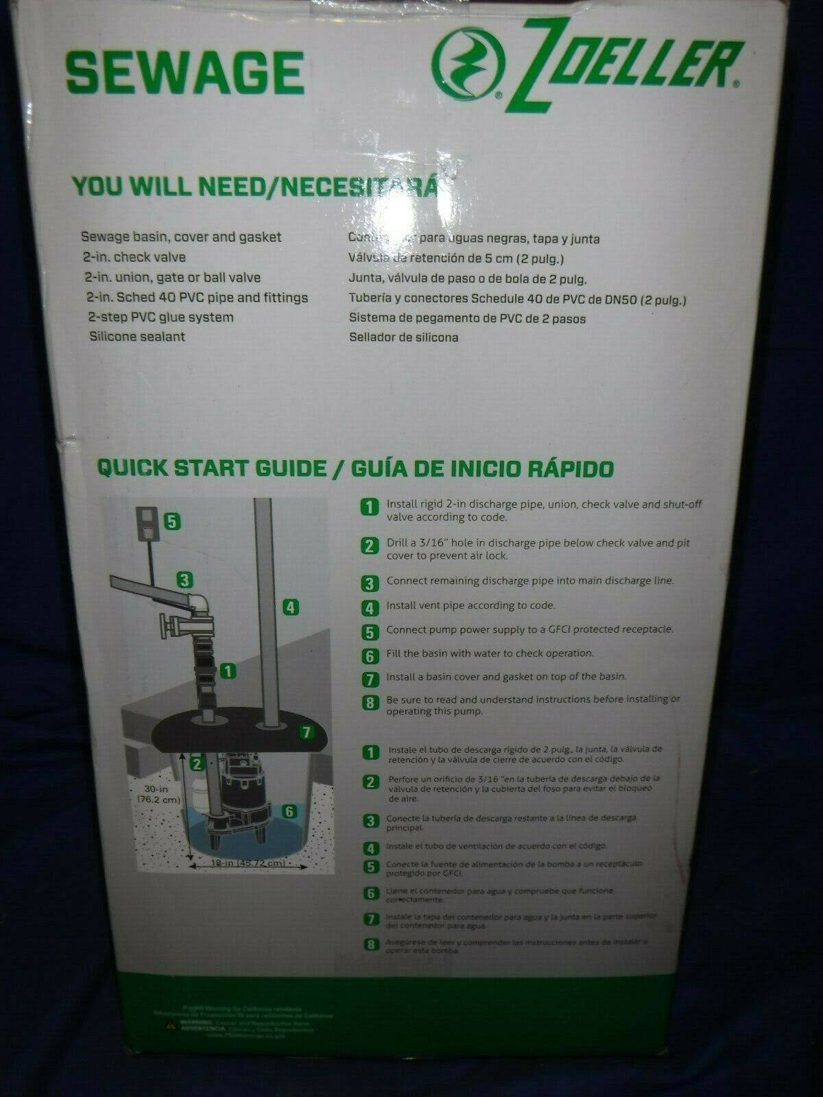 Zoeller 0.5-HP 115-Volt Cast Iron Sewage Sump Pump F43694