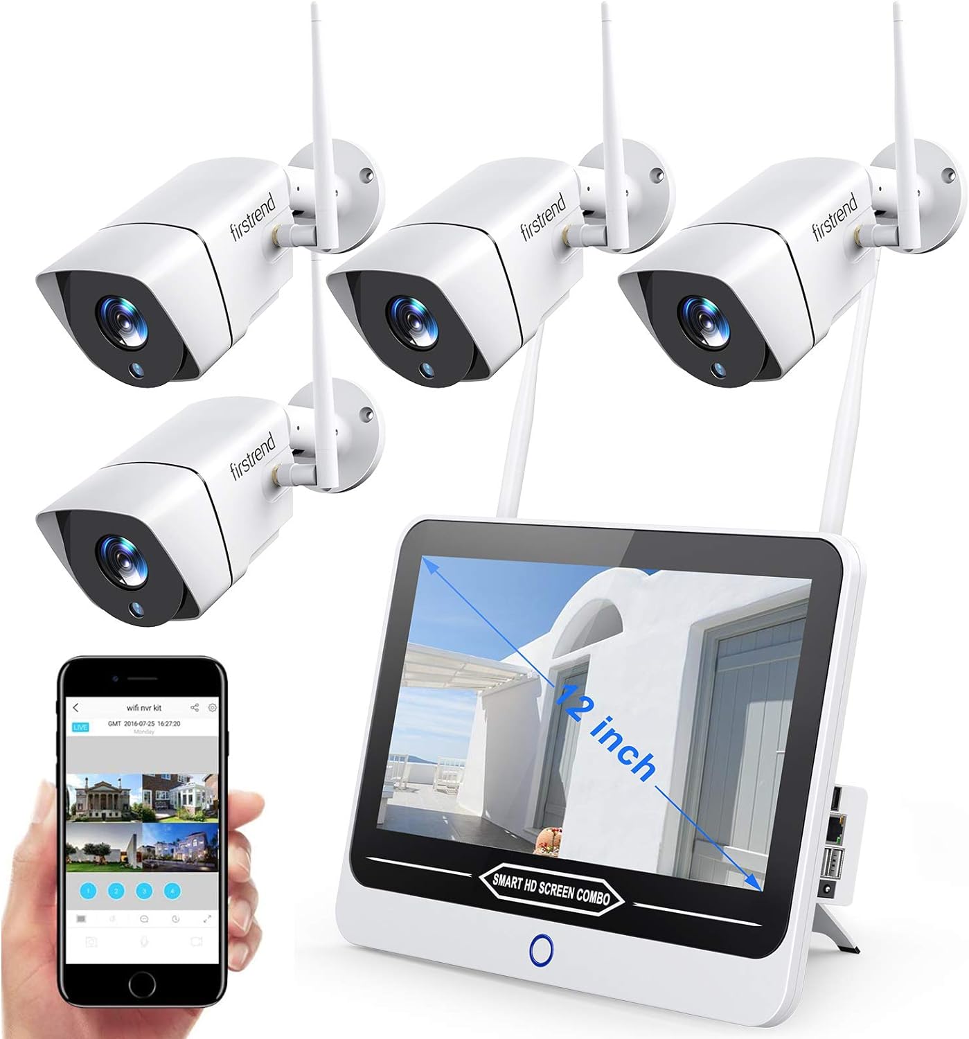Firstrend 8CH Wireless NVR System with 4pcs 1080P IP Cameras and 2TB Hard Drive B13858