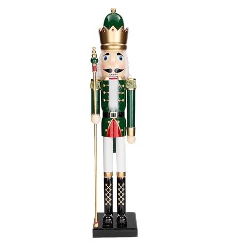 Fun Express 3 Ft. Green Wooden Holiday Nutcracker with Scepter L162