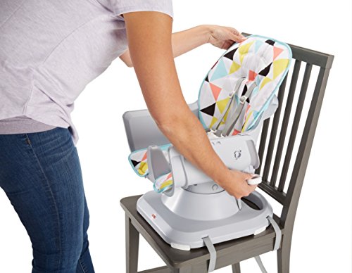 Fisher-Price Baby to Toddler High Chair SpaceSaver Portable Booster Seat with Washable Tray, Windmill E548