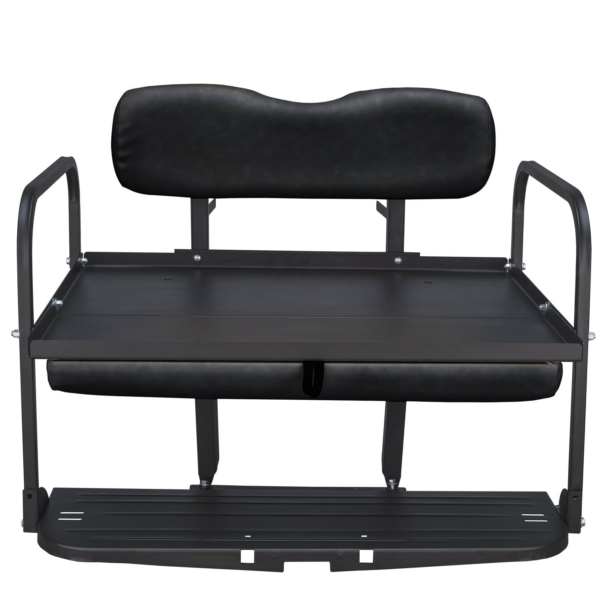 Gusto Golf Cart Rear Flip Seat Kit for Club Car DS 1982 and Up, Aluminum Black A705789