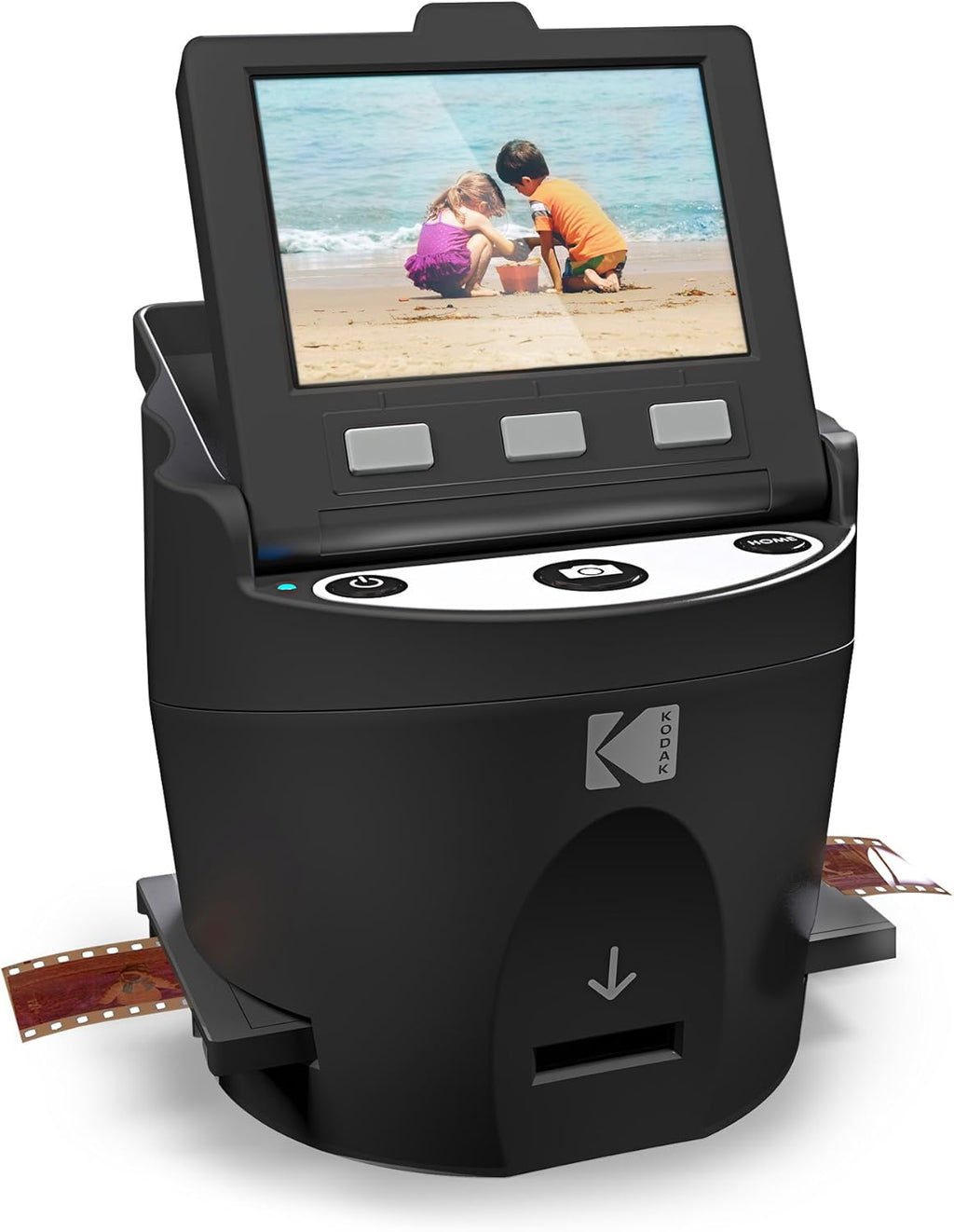 KODAK SCANZA Digital Film & Slide Scanner - Converts 35mm, 126, 110, Super 8 & 8mm Film Negatives & Slides to JPEG - Includes Large Tilt-Up 3.5 LCD, Easy-Load Film Inserts, Adapters & More