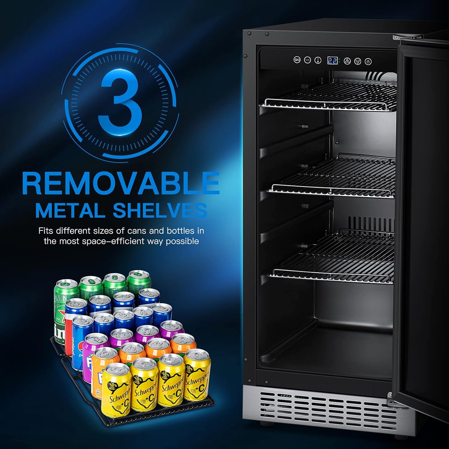 BODEGA Beverage Cooler 24 Inch, Built-in Freestanding Refrigerator, Stainless Steel A517462