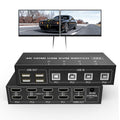 Dual Monitor KVM Switch HDMI 4 Port Extended Display 4K@60Hz KVM Switch 2 Monitors 4 Computers KVM Switch HDMI 4 in 2 Out PC Monitor Keyboard Mouse Switcher with 4 USB Cables USB Power Cord Controller