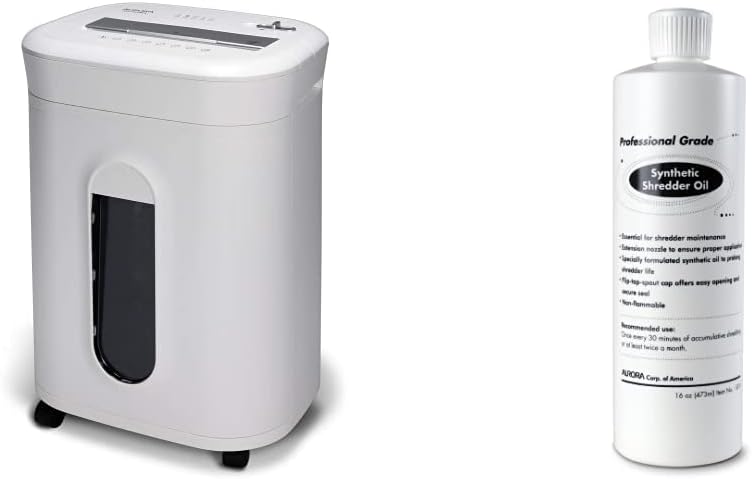 Aurora AU1060MA Professional Grade 10-Sheet High Security Micro-Cut Paper and Credit Card Shredder/ 60 Minutes/Security Level P-5, White, AU1060MA 10-sheet High Security Microcut