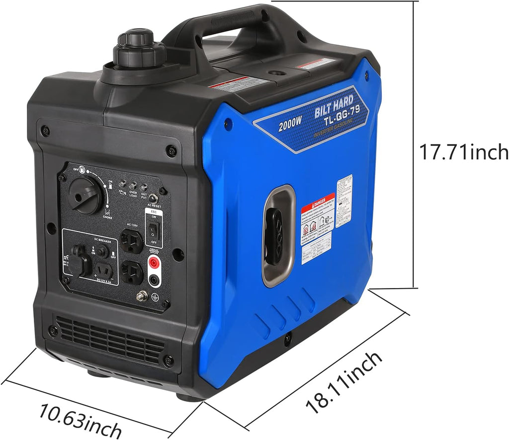BILT HARD Portable Inverter Generator 2000 Watt, Quiet Gas Powered for Camping G94501