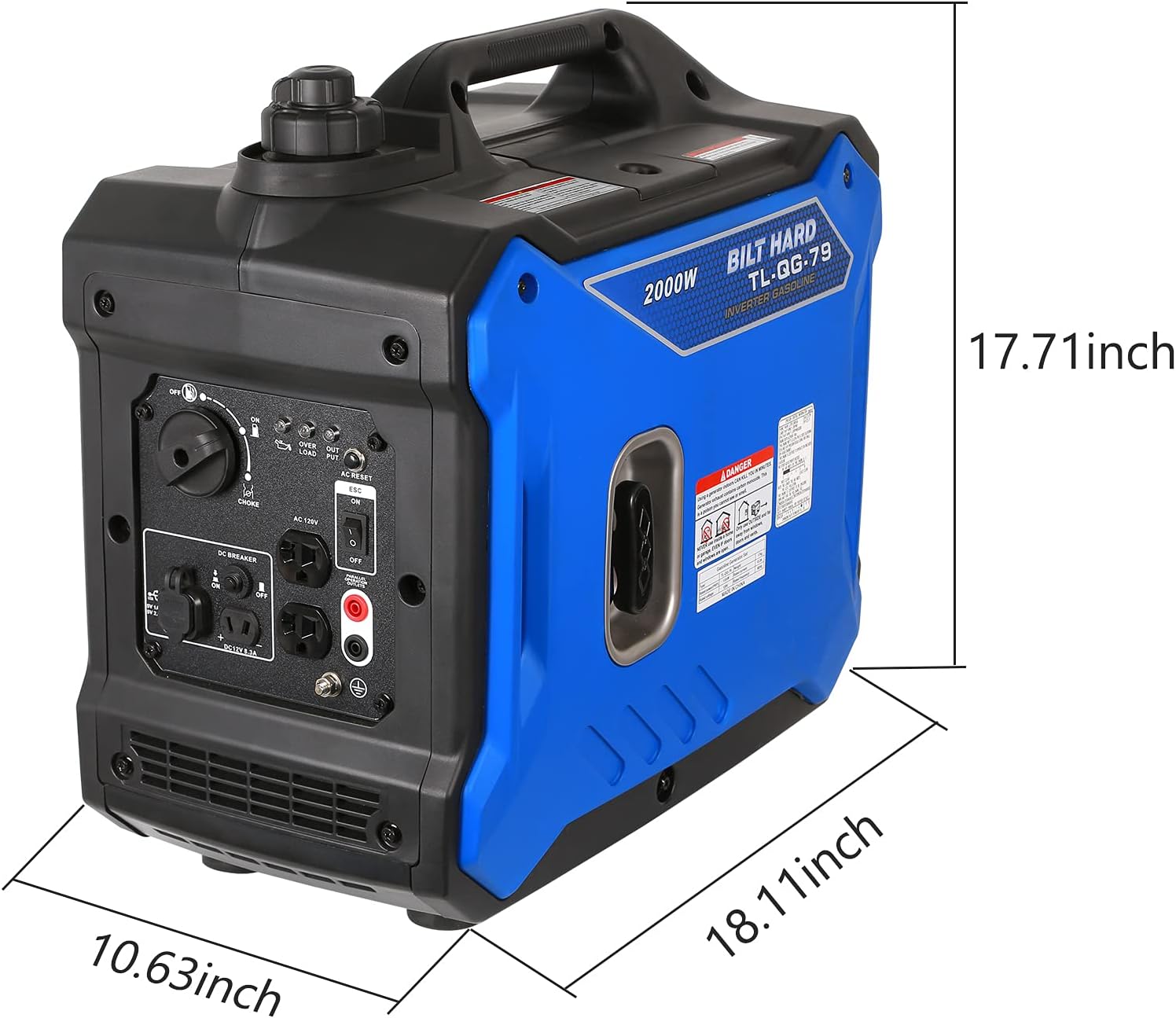 BILT HARD Portable Inverter Generator 2000 Watt, Quiet Gas Powered for Camping G94501